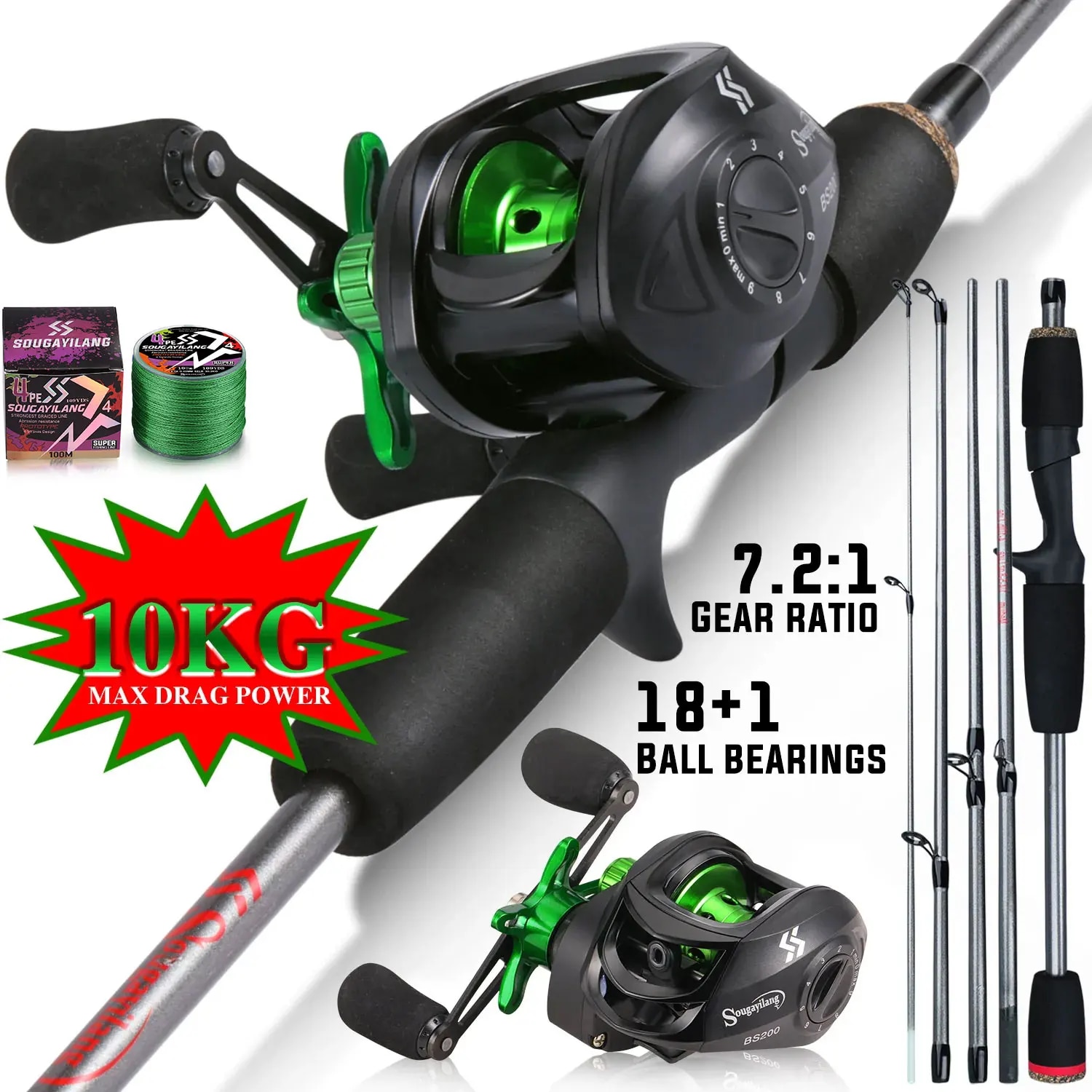 Fishing Rod Carbon Fiber - Sougayilang Olta Combo 1.7 m Karbon