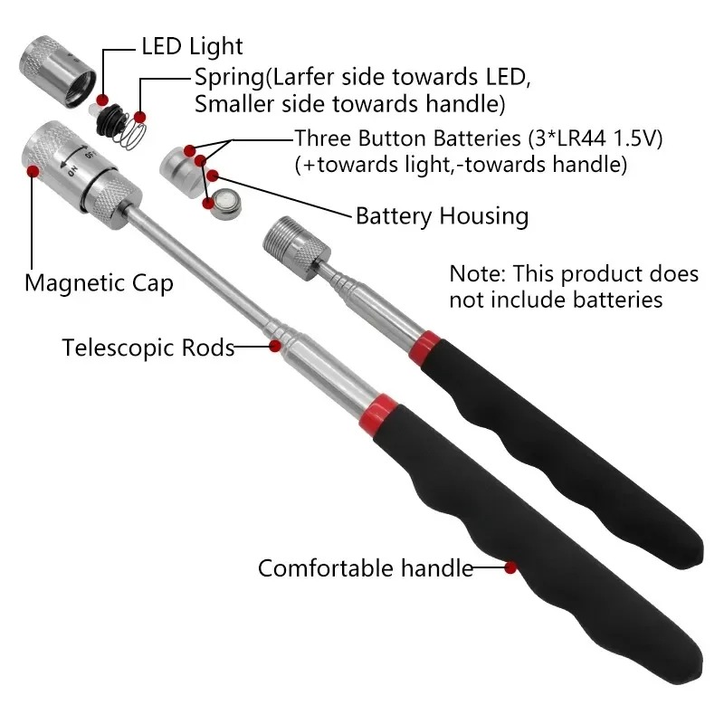Fishing Rod Travel - Teleskopik Manyetik Kalem LED Işıklı Uzatılabilir