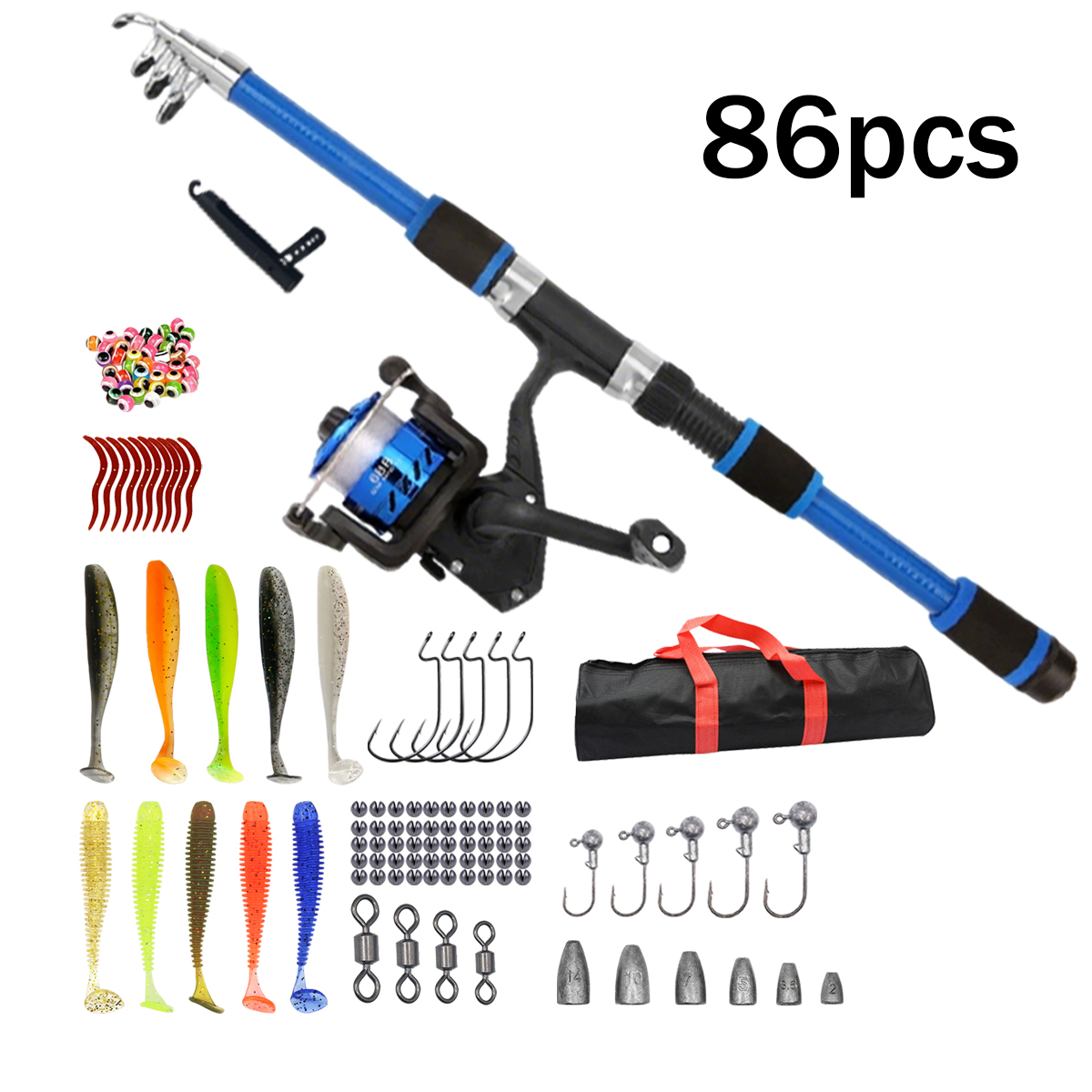 Fishing Rod Telescopic - 91/86 Parça Başlangıç ​​Seviyesi Balıkçılık Seti
