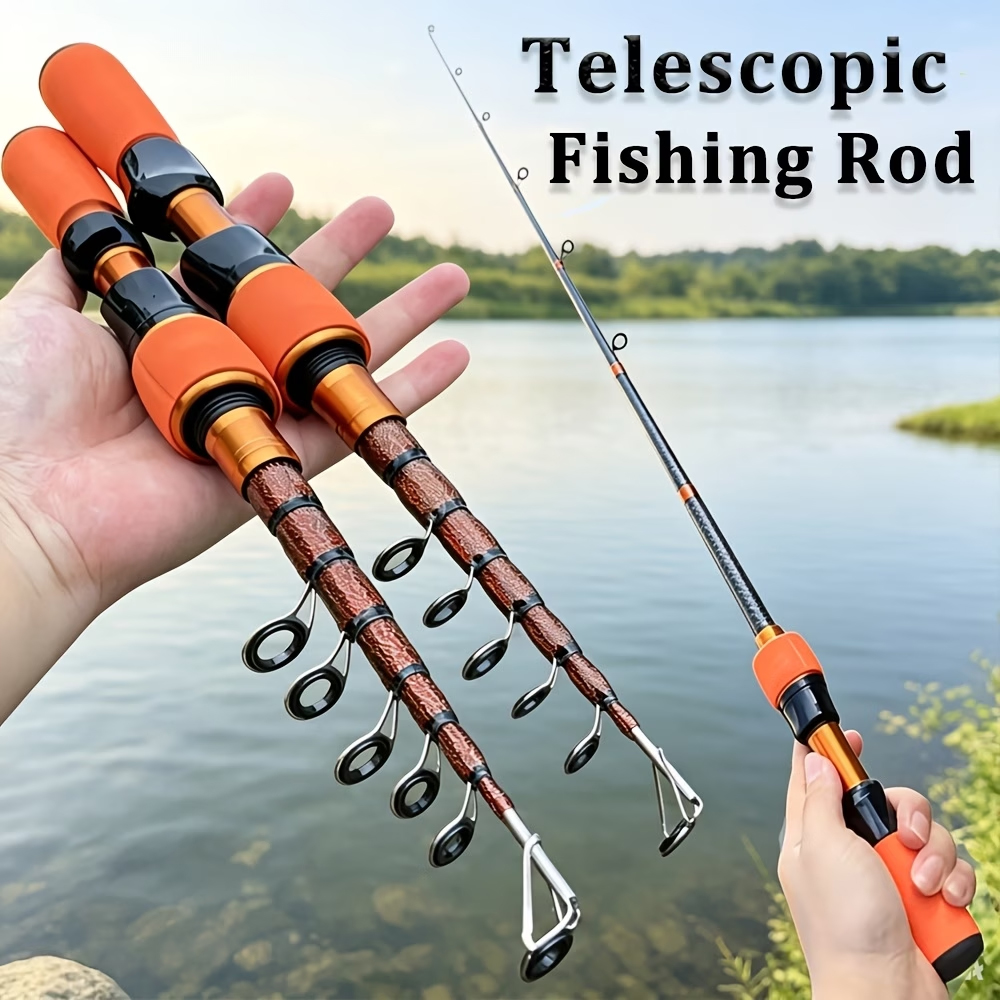 Fishing Rod Ice - Kısa Turuncu Teleskopik Karbon Spinning Olta